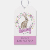 Kleine Bunny Rabbit in Cute Flowers Dank je Cadeaulabel (Voorkant)