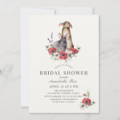 Kleine Bunny Red Anemone Floral Vrijgezellenfeest Kaart (Voorkant)