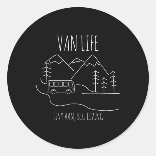 Kleine bus, groot leven ronde sticker (Voorkant)