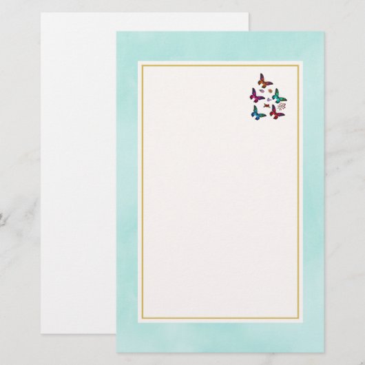  kleine Butterflies Briefpapier (Voorkant / Achterkant)