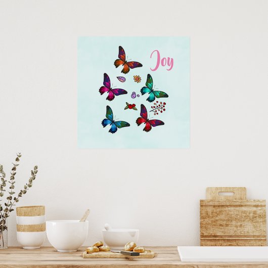 kleine Butterflies Joy Poster (Keuken)
