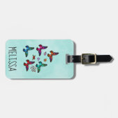  kleine Butterflies op Mint Green Bagagelabel (Voorkant horizontaal)