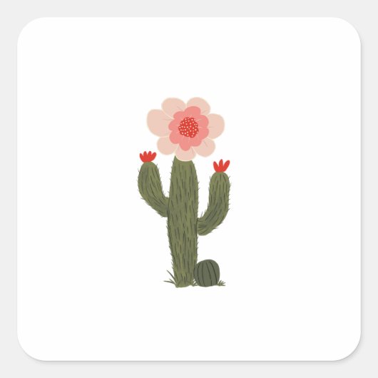 Kleine cactus vierkante sticker (Voorkant)