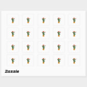 Kleine cactus vierkante sticker (Vel)