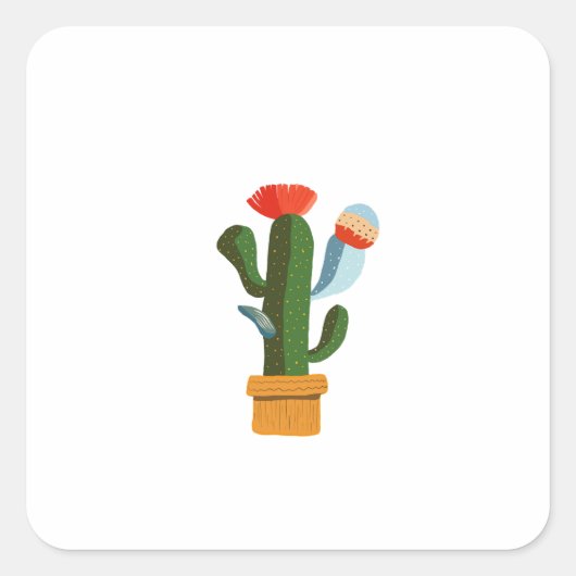 Kleine cactus vierkante sticker (Voorkant)
