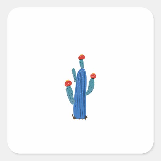 Kleine cactus vierkante sticker (Voorkant)