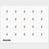 Kleine cactus vierkante sticker (Vel)