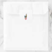 Kleine cactus vierkante sticker (Tas)