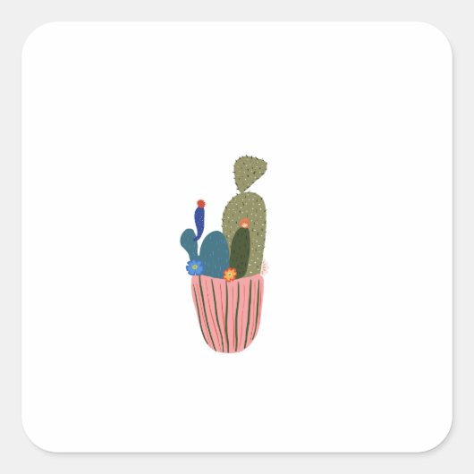 Kleine cactus vierkante sticker (Voorkant)
