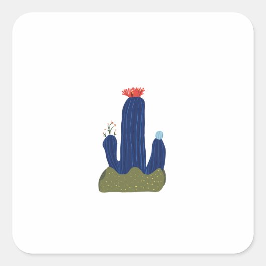 Kleine cactus vierkante sticker (Voorkant)