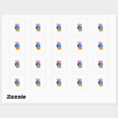 Kleine cactus vierkante sticker (Vel)