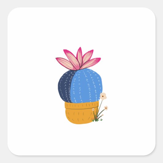 Kleine cactus vierkante sticker (Voorkant)