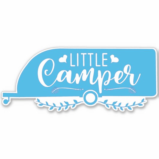 Kleine Camper, Blauwe Caravan, Schattigee Trailer Sticker (Voorkant)