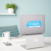 Kleine Camper, Blauwe Caravan, Schattigee Trailer Sticker (Laptop op bureau)