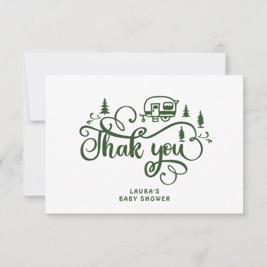 Kleine camper is onderweg Baby shower Dank u Kaart (Voorkant)