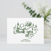 Kleine camper is onderweg Baby shower Dank u Kaart (Staand voorkant)