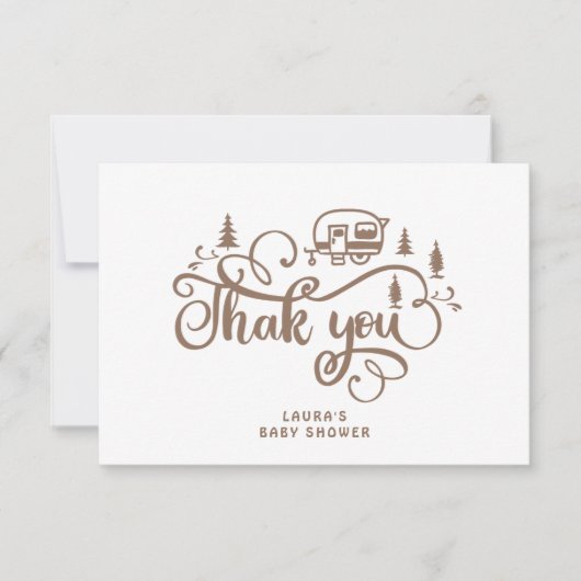 Kleine camper is onderweg Baby shower Dank u Kaart (Voorkant)