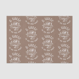 Kleine camper is onderweg naar het baby shower tissuepapier