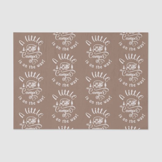 Kleine camper is onderweg naar het baby shower tissuepapier (Voorkant)