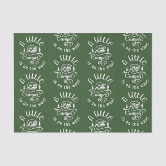 Kleine camper is onderweg naar het baby shower tissuepapier (Voorkant)