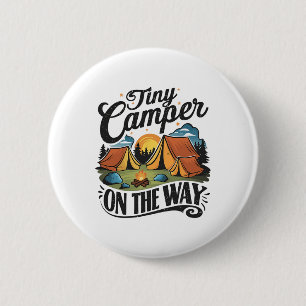 Kleine Camper Op Komst Camping Liefhebber Zwangers Ronde Button 5,7 Cm