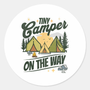 Kleine Camper Op Komst Camping Liefhebber Zwangers Ronde Sticker