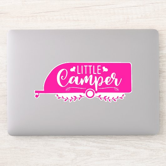 Kleine Camper Schattige Meisje Roze Camping Traile Sticker (Computer)