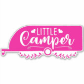 Kleine Camper Schattige Meisje Roze Camping Traile Sticker (Voorkant)