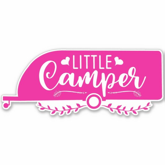 Kleine Camper Schattige Meisje Roze Camping Traile Sticker (Voorkant)