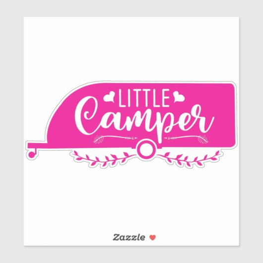 Kleine Camper Schattige Meisje Roze Camping Traile Sticker (Vel)