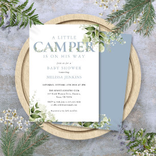 Kleine Camper Stofblauw Groenery Baby Shower Kaart