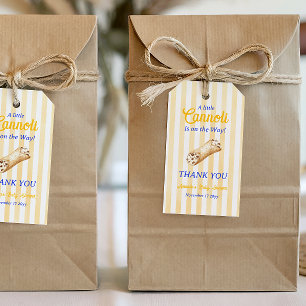 Kleine Cannoli Geel Blauw Italiaanse Baby Shower Cadeaulabel
