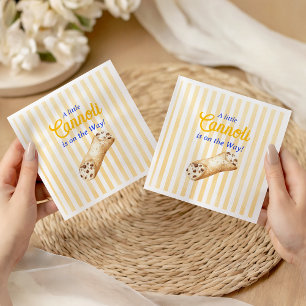 Kleine Cannoli Geel Blauw Italiaanse Baby Shower Servet