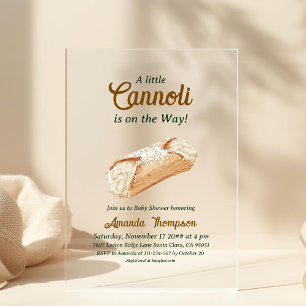 Kleine Cannoli Neutraal Beige Italiaanse Baby Show Acryl Uitnodigingen