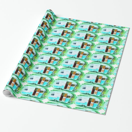kleine caravan casa cadeaupapier (Uitgerold)