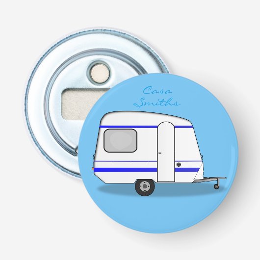 Kleine caravan Thunder_Cove, kleur Button Flesopener (Voorkant)