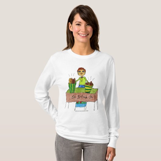Kleine cartoon die vers brood verkoopt t-shirt (Voorkant volledig)