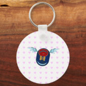 Kleine cartoon met schil en roze harten sleutelhanger (Voorkant)