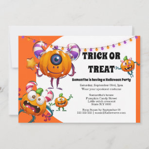 Kleine cartoon monsters kinder halloween partij kaart