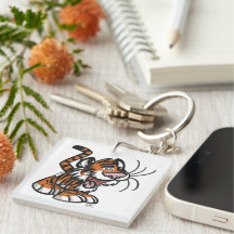Kleine Cartoon tijger Acrylische Sleutelhanger