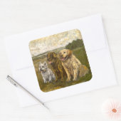 Kleine Chat: Whimsical Kerst Boerderijdier Vierkante Sticker (Envelop)
