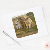 Kleine Chat: Whimsical Kerstboerderijdier Vierkante Sticker (Envelop)