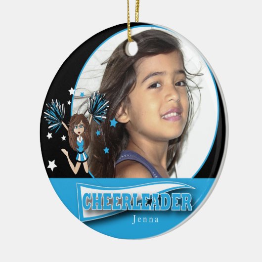 Kleine Cheerleader - Y-foto - Baby Blue Keramisch Ornament (Links)