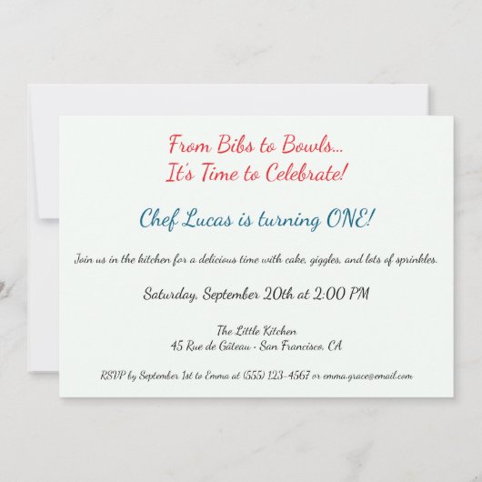 Kleine Chef 1e Verjaardagsfeest Kaart (Achterkant)