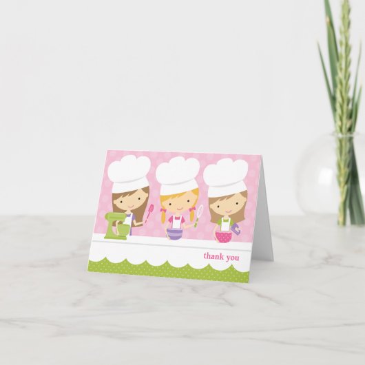 Kleine chef-kok bakken verjaardagsfeest dank u kaa bedankkaart (Voorkant)