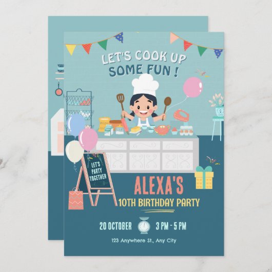 Kleine chef-kok keuken koken verjaardag kaart (Voorkant / Achterkant)
