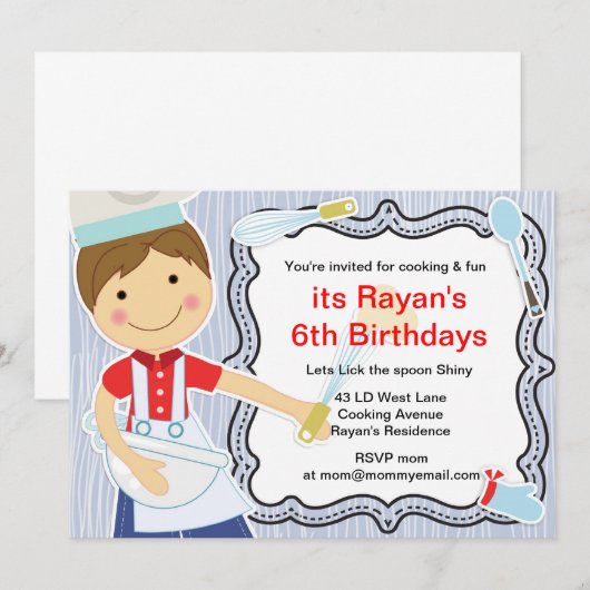 Kleine Chef Koken en bakfeest voor jongens Kaart (Voorkant / Achterkant)