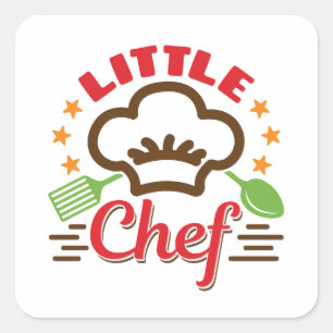 Kleine Chef Koken Liefhebber Kinder Vierkante Sticker