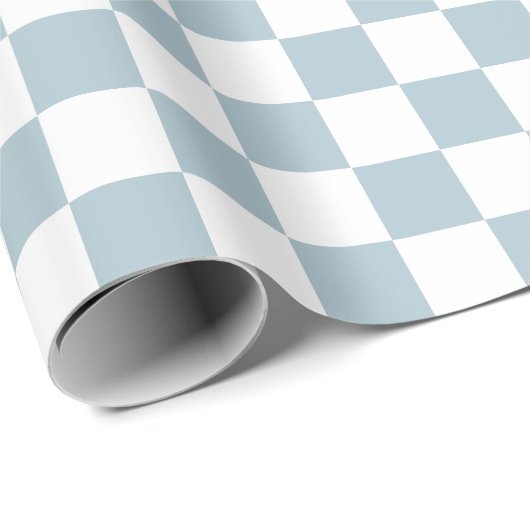 Kleine cheques Pastel Blue White gecheckt Cadeaupapier (Rol Hoek)