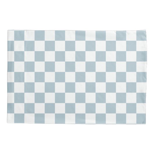 Kleine cheques Pastel Blue White gecheckt Kussensloop (Achterkant-Links)